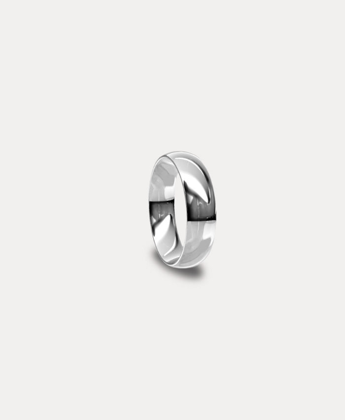 Anillo de matrimonio clásico caña baja 6mm en oro blanco