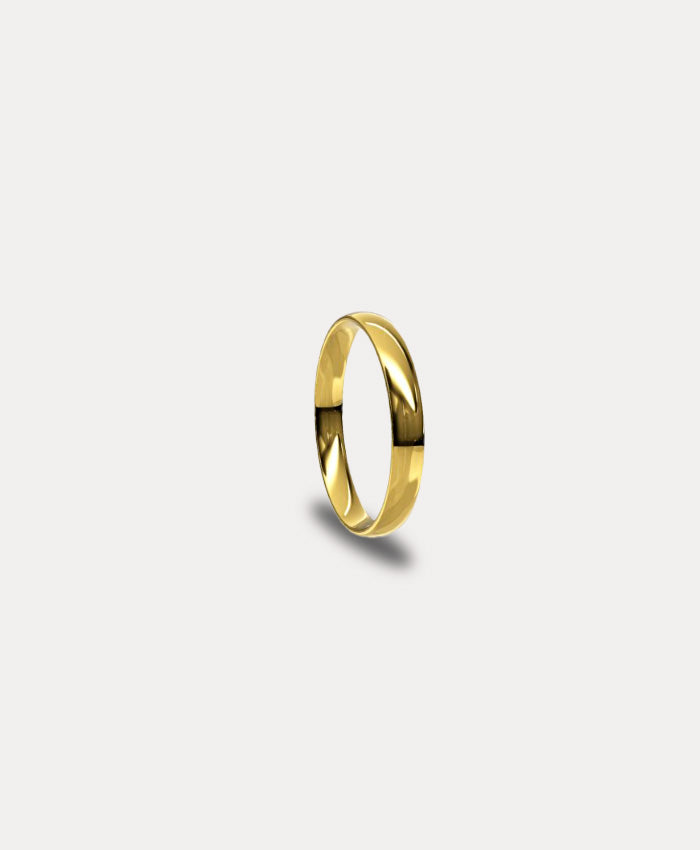 Anillo de matrimonio clásico caña baja 3mm en oro amarillo