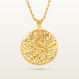 Dije circular en oro amarillo filigrana